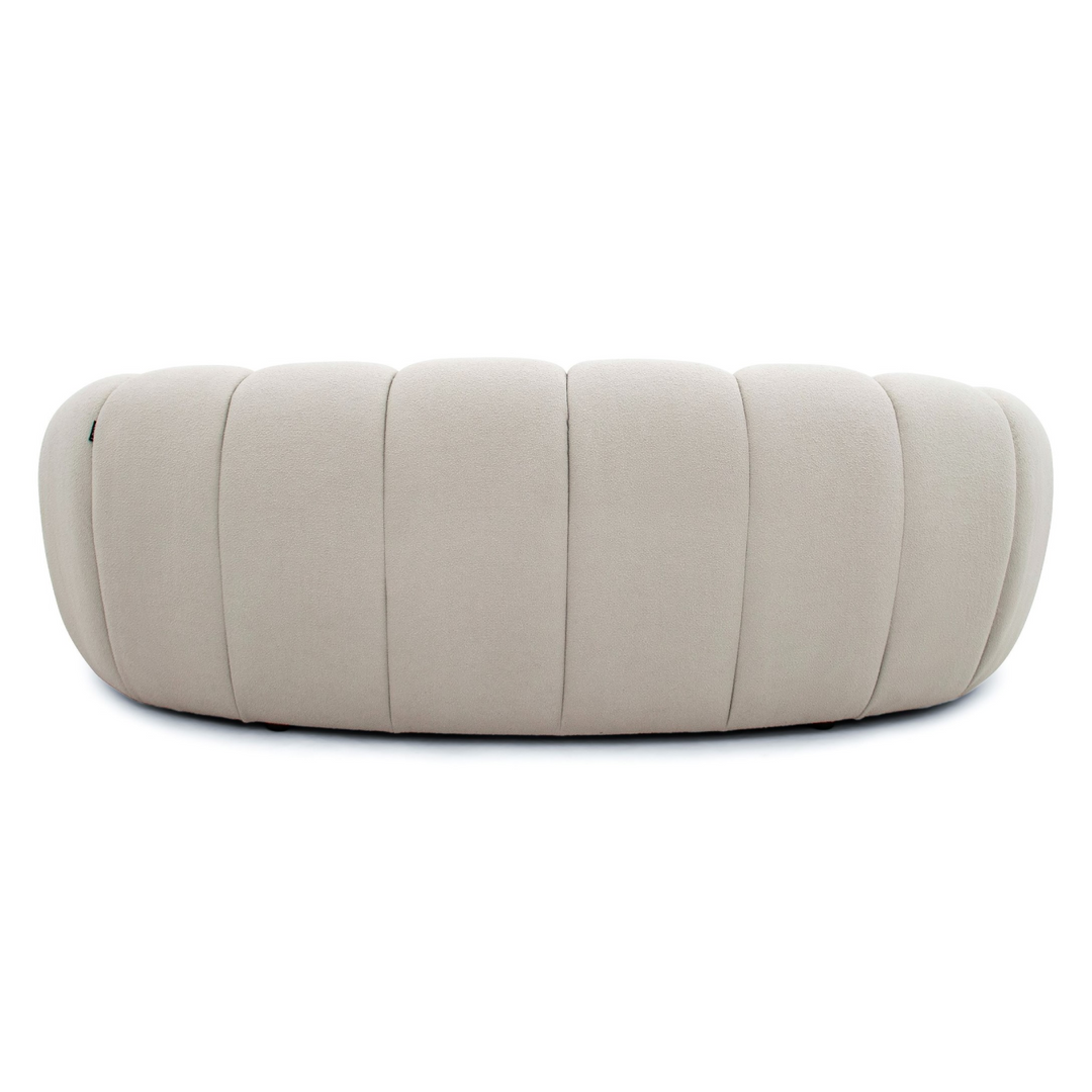 Yolonda - Modern Curved Beige Fabric Loveseat