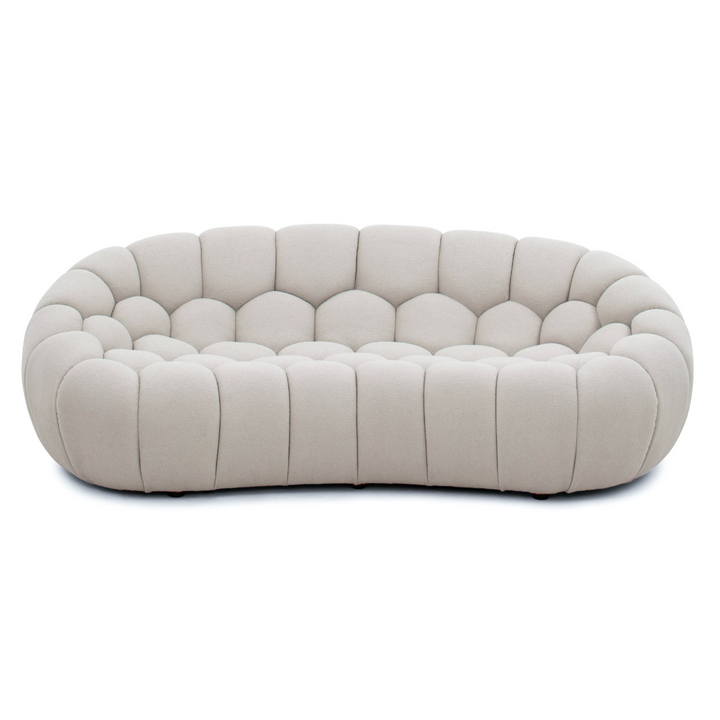 Yolonda - Modern Curved Beige Fabric Loveseat