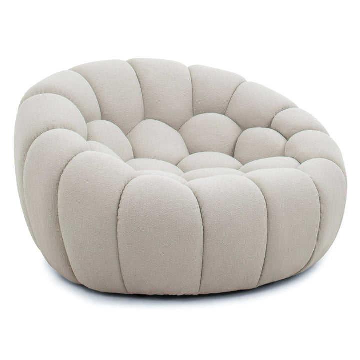 Yolonda - Modern Curved Beige Fabric Chair