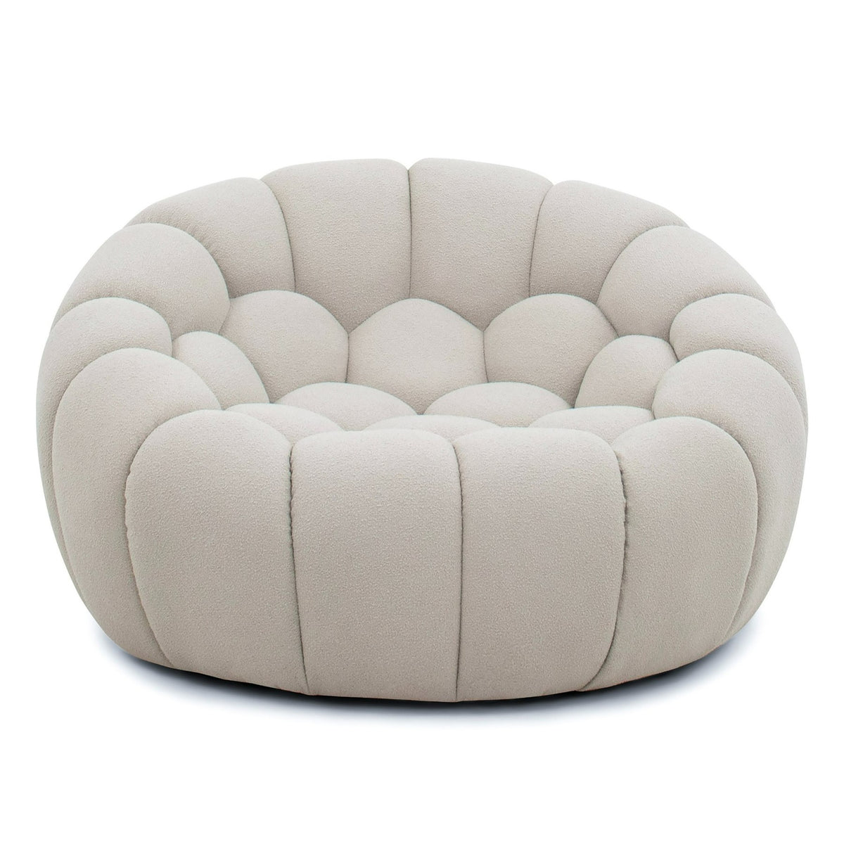 Yolonda - Modern Curved Beige Fabric Chair - View 3