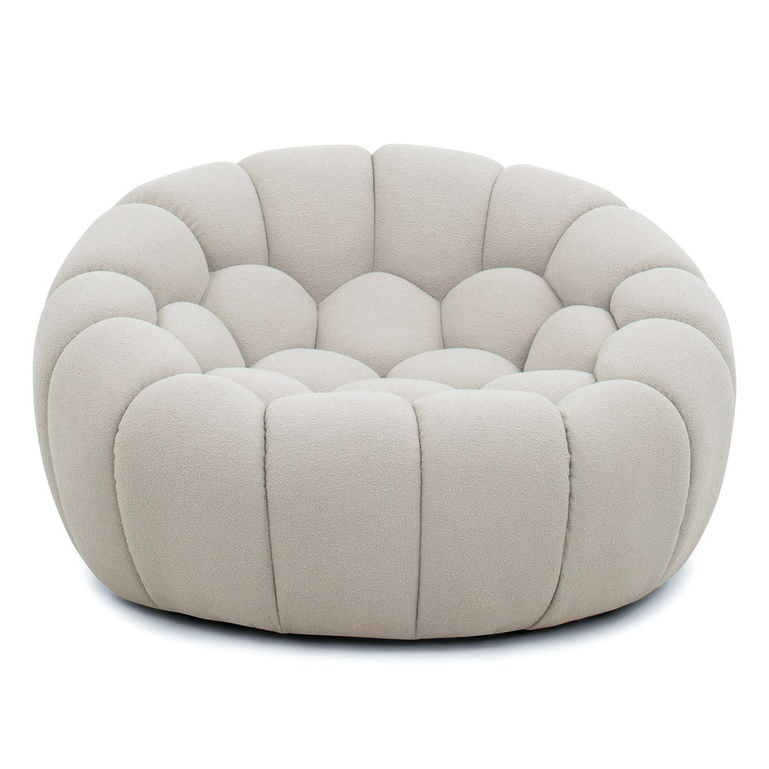 Yolonda - Modern Curved Beige Fabric Chair