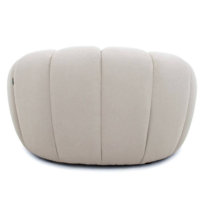 Yolonda  Modern Curved Beige Fabric Chair