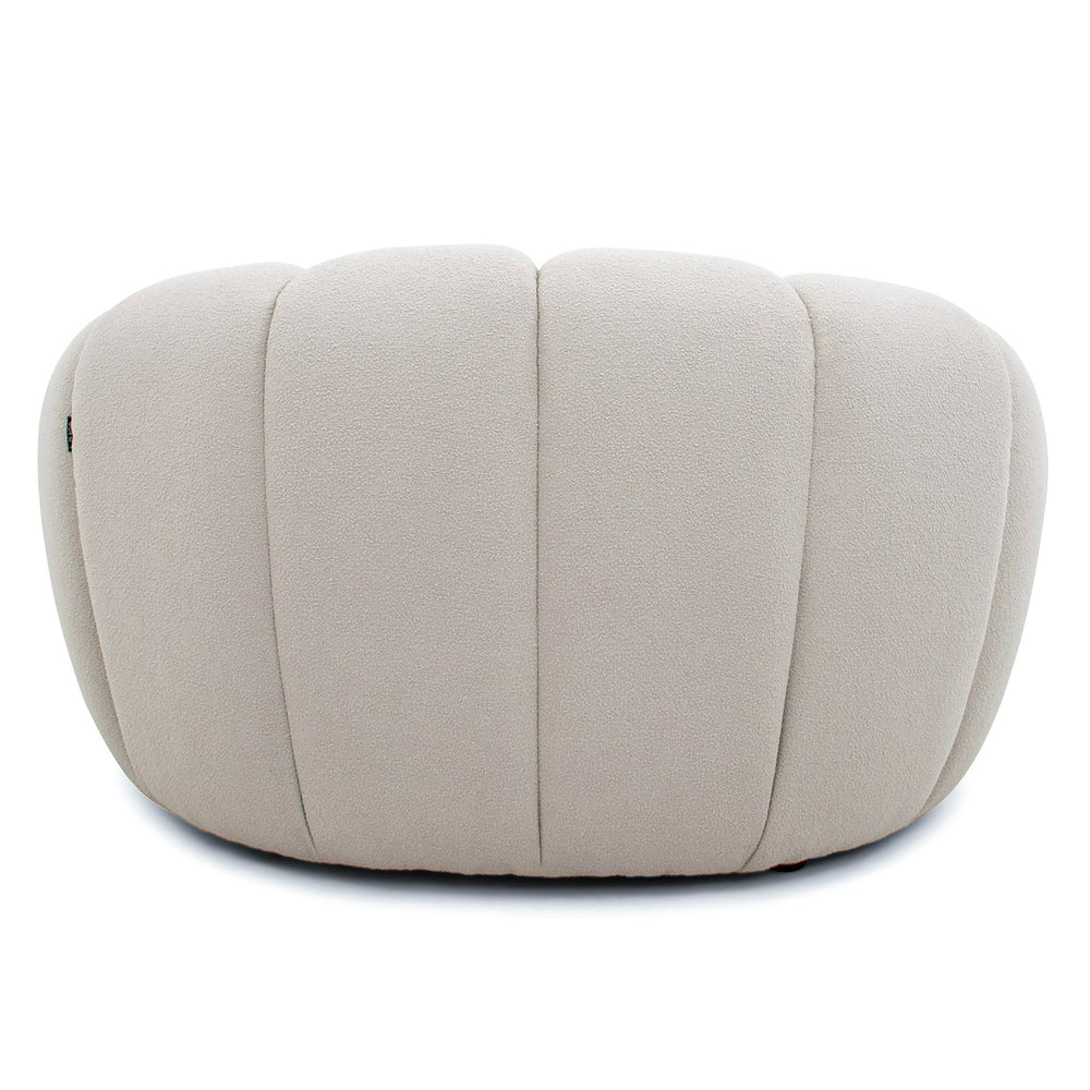 Yolonda - Modern Curved Beige Fabric Chair - View 4