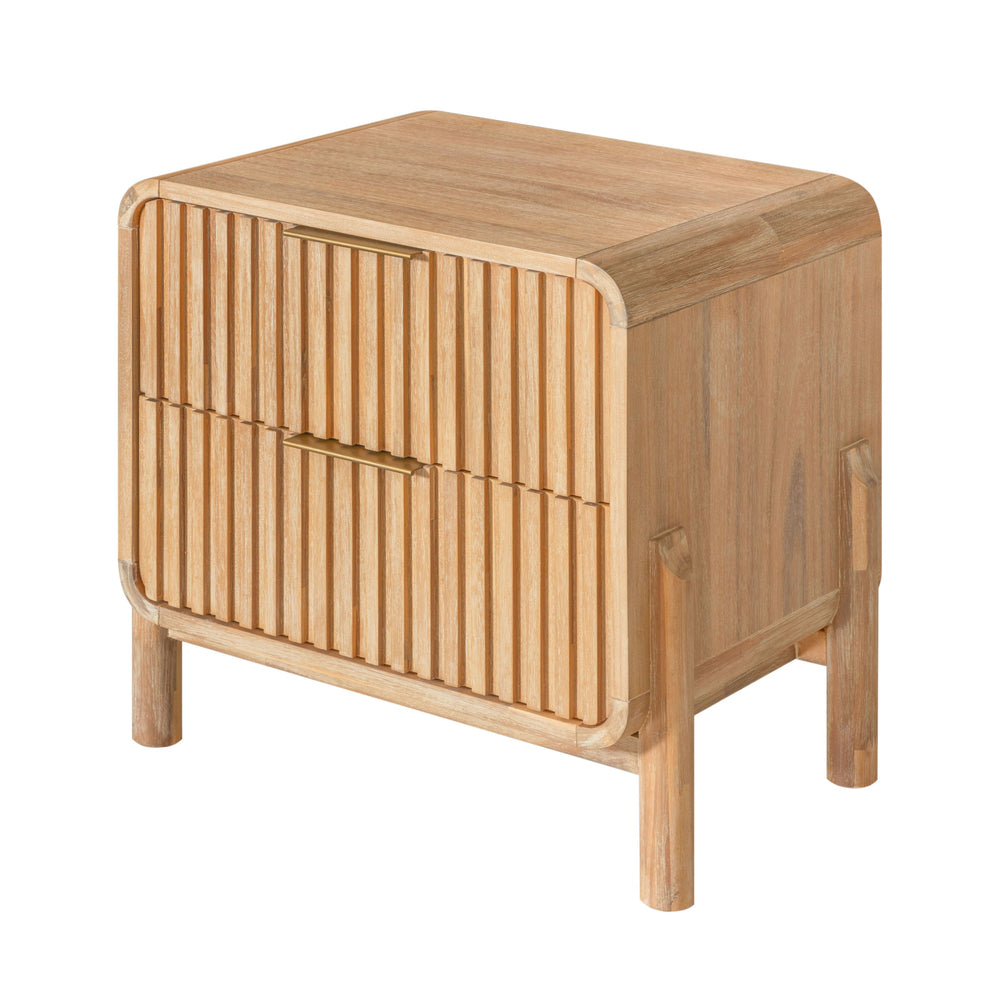Mikala - Modern Natural Oak Nightstand - View 2