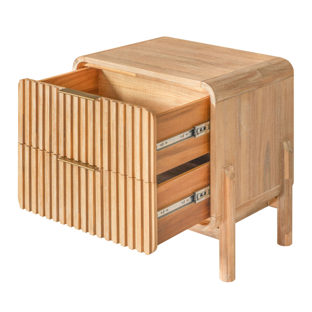 Mikala - Modern Natural Oak Nightstand - View 3