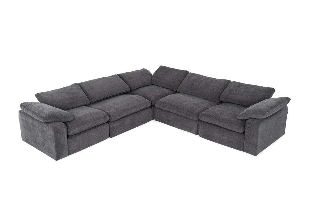 Corinth - Modern Dark Grey Fabric Sectional Sofa with 3 Power Recliners - View 6