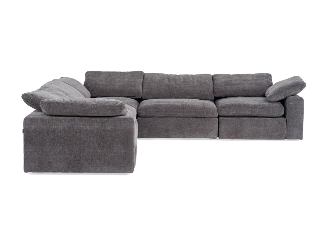 Corinth - Modern Dark Grey Fabric Sectional Sofa with 3 Power Recliners
