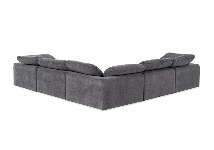 Corinth - Modern Dark Grey Fabric Sectional Sofa with 3 Power Recliners