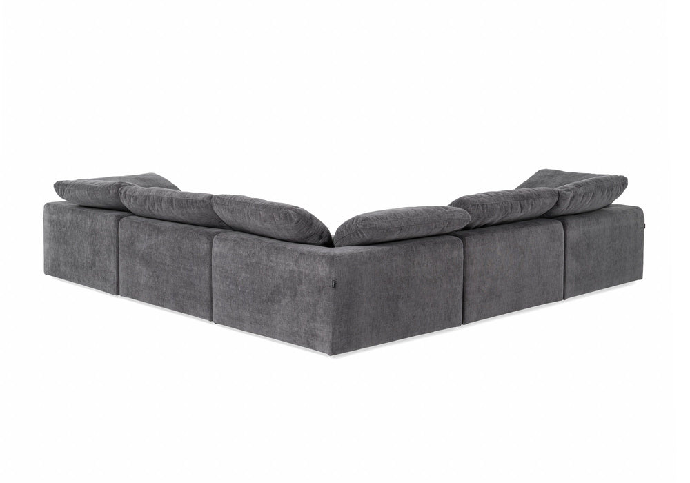 Corinth - Modern Dark Grey Fabric Sectional Sofa with 3 Power Recliners - View 8