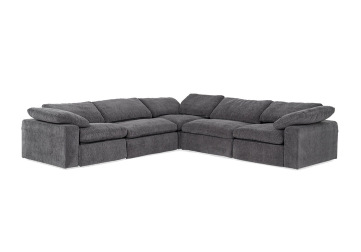 Corinth - Modern Dark Grey Fabric Sectional Sofa with 3 Power Recliners