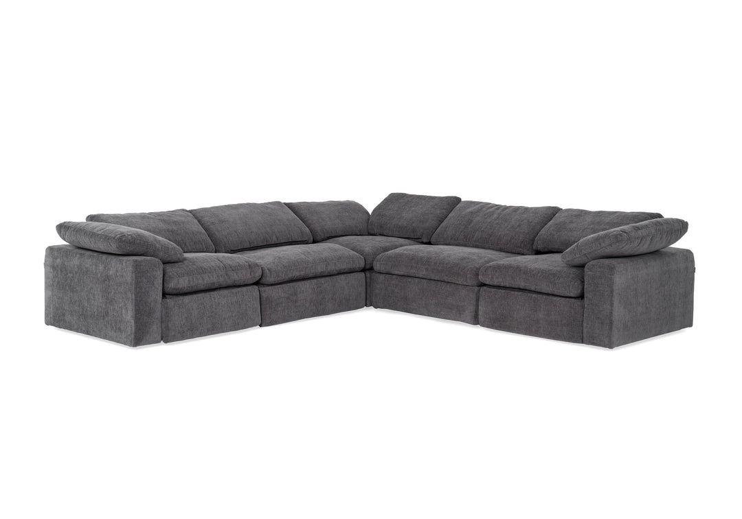 Corinth - Modern Dark Grey Fabric Sectional Sofa with 3 Power Recliners