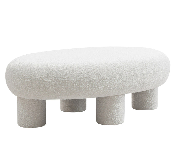 Gaynes - Modern Off-White Fabric Bench