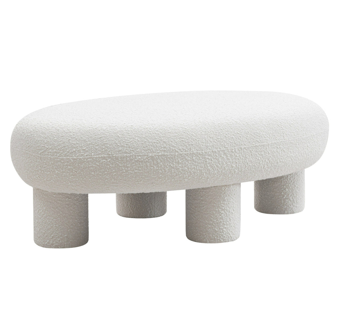 Gaynes - Modern Off-White Fabric Bench