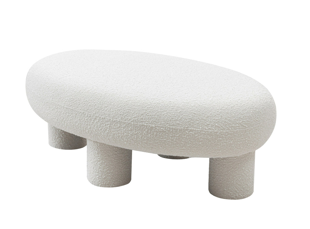 Gaynes - Modern Off-White Fabric Bench - View 2