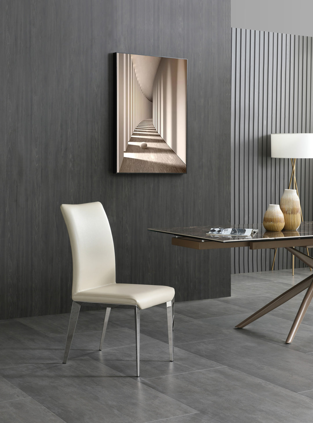 Taryn - Modern Light Grey + Stainless Steel Dining Chair (Set of 2)