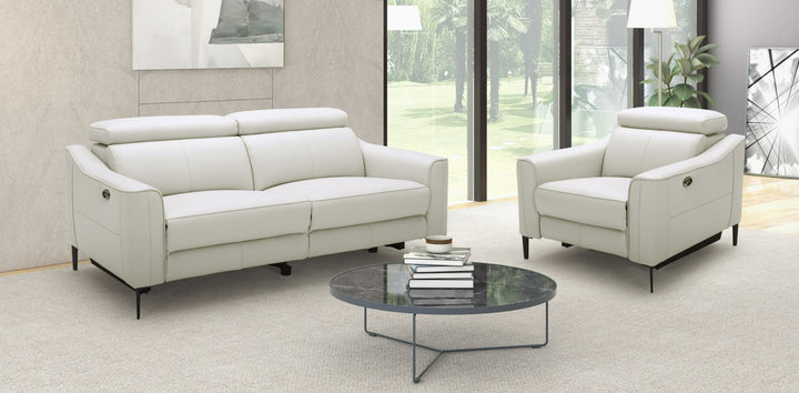 Eden - Modern White Leather Sofa With 2 Recliners