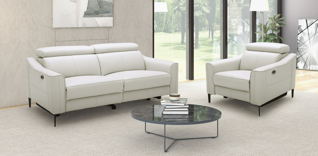 Eden - Modern White Leather Sofa With 2 Recliners