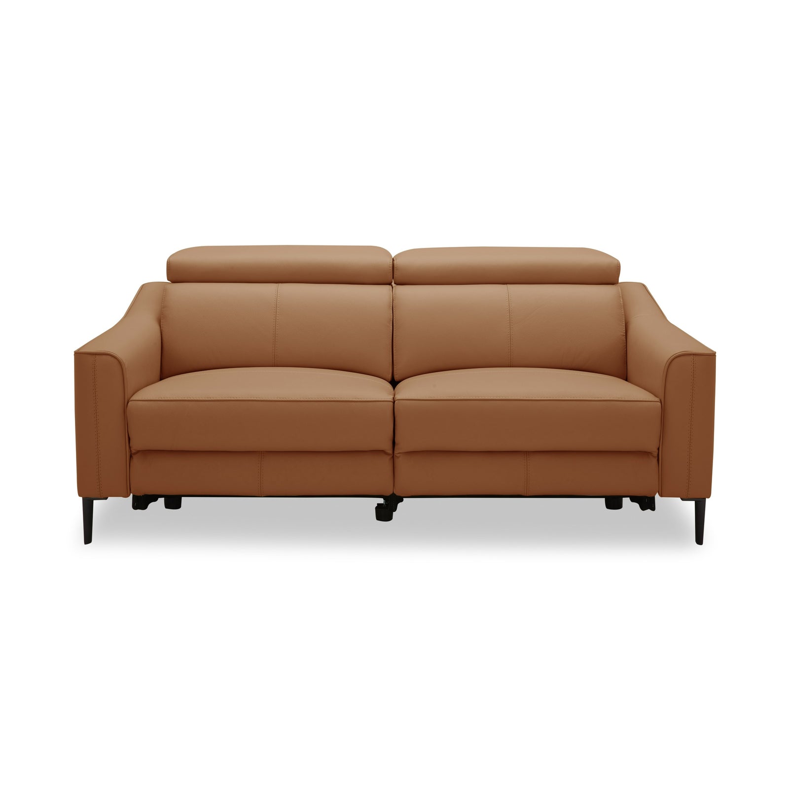 Eden - Modern Camel Leather Sofa With 2 Recliners
