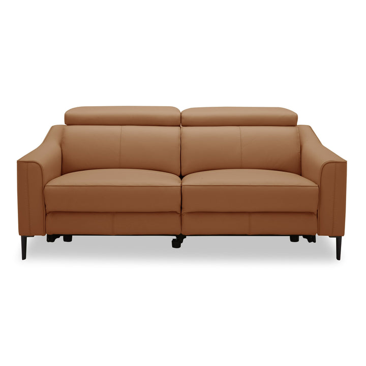 Eden - Modern Camel Leather Sofa With 2 Recliners
