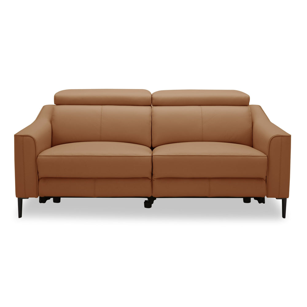 Eden - Modern Camel Leather Sofa With 2 Recliners - View 2