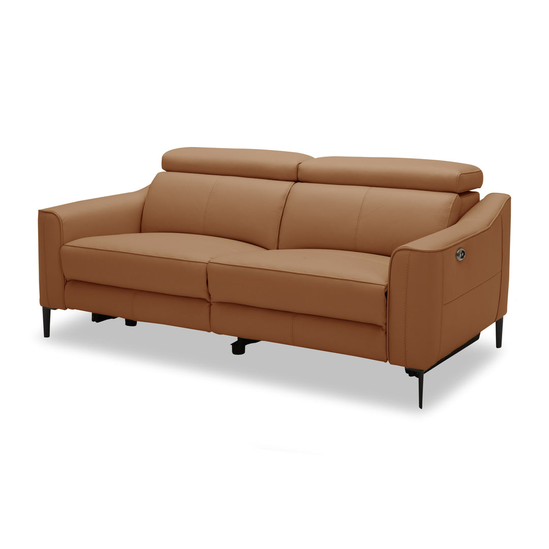 Eden - Modern Camel Leather Sofa With 2 Recliners