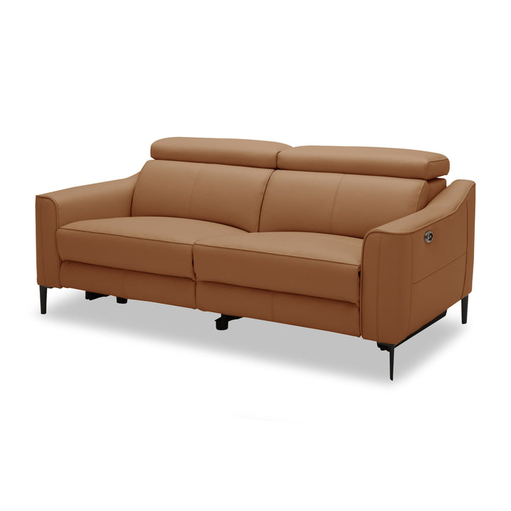 Eden - Modern Camel Leather Sofa With 2 Recliners