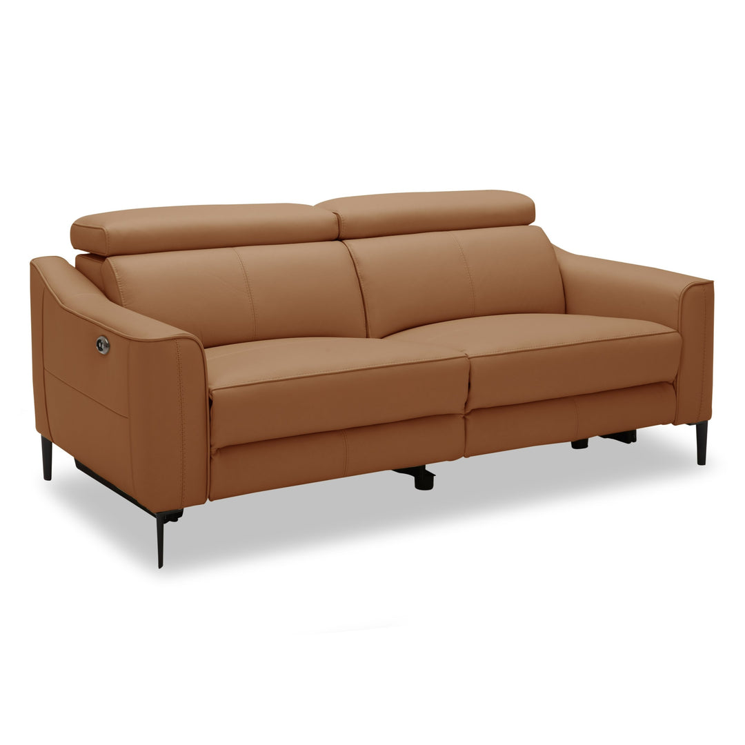 Eden - Modern Camel Leather Sofa With 2 Recliners