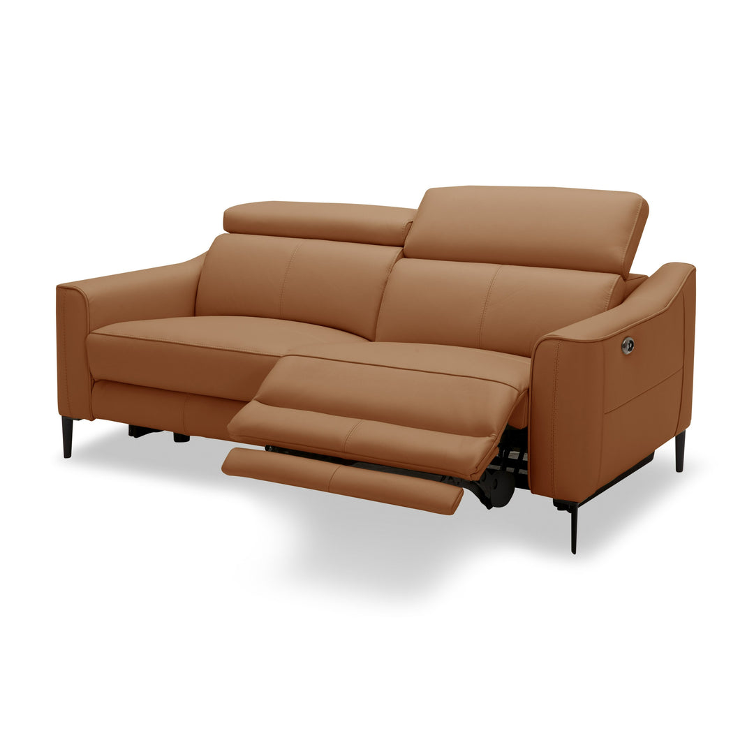 Eden - Modern Camel Leather Sofa With 2 Recliners