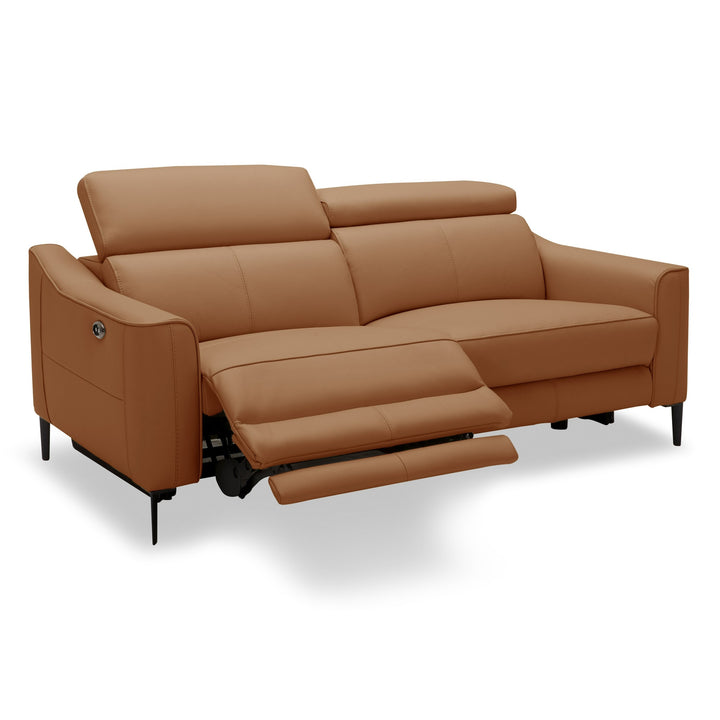 Eden - Modern Camel Leather Sofa With 2 Recliners