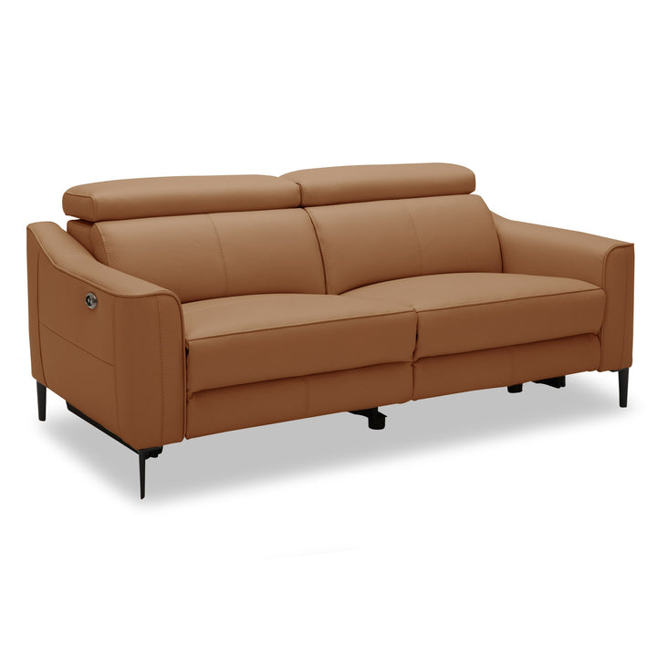 Eden - Modern Camel Leather Loveseat With 2 Recliners