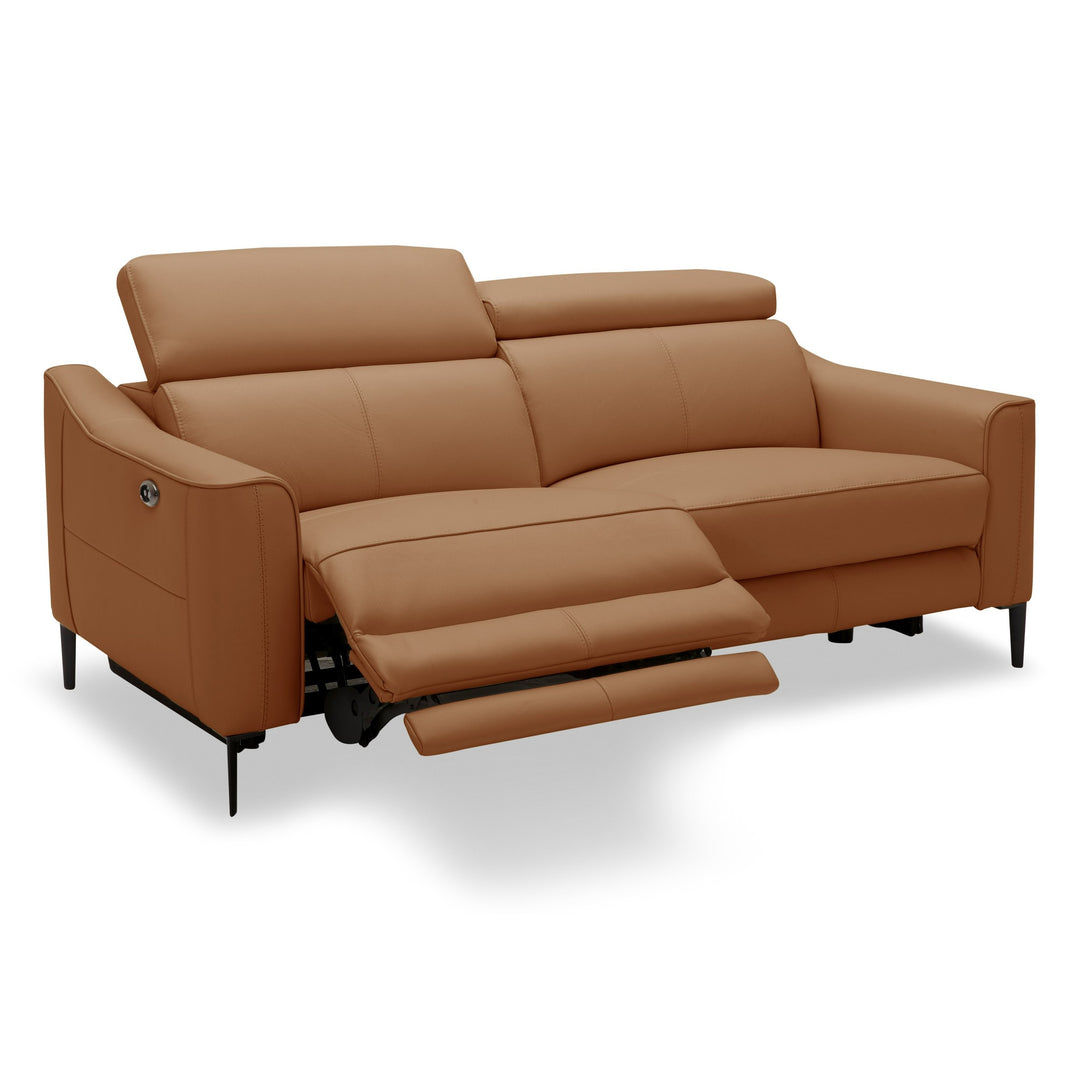 Eden - Modern Camel Leather Loveseat With 2 Recliners