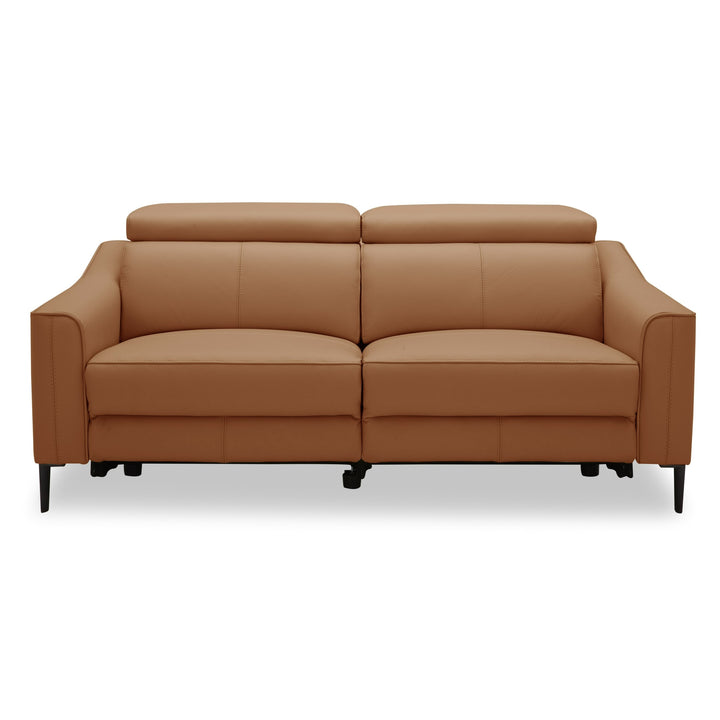 Eden - Modern Camel Leather Loveseat With 2 Recliners