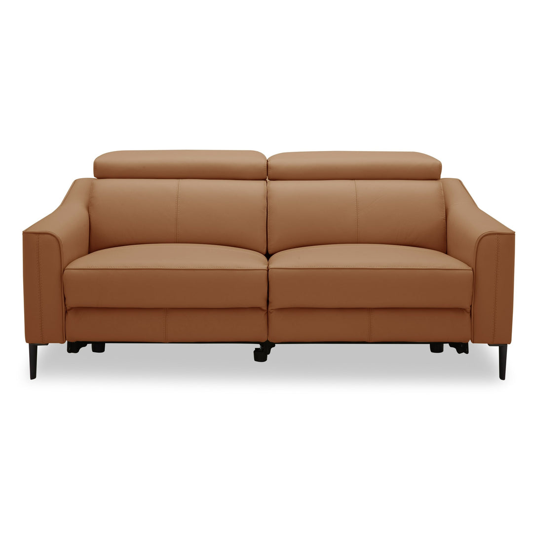 Eden - Modern Camel Leather Loveseat With 2 Recliners