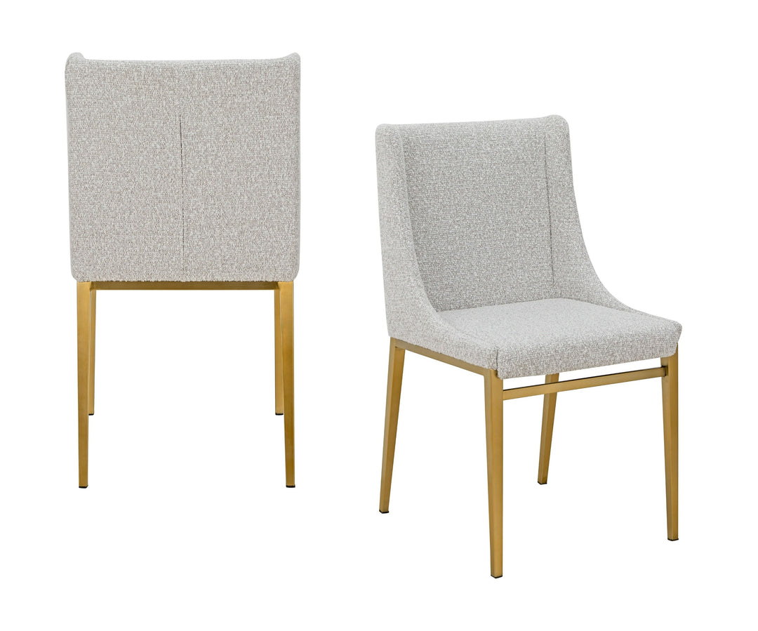 Mimi  Modern Light Grey Fabric + Antique Brass Dining Chair (Set of 2)