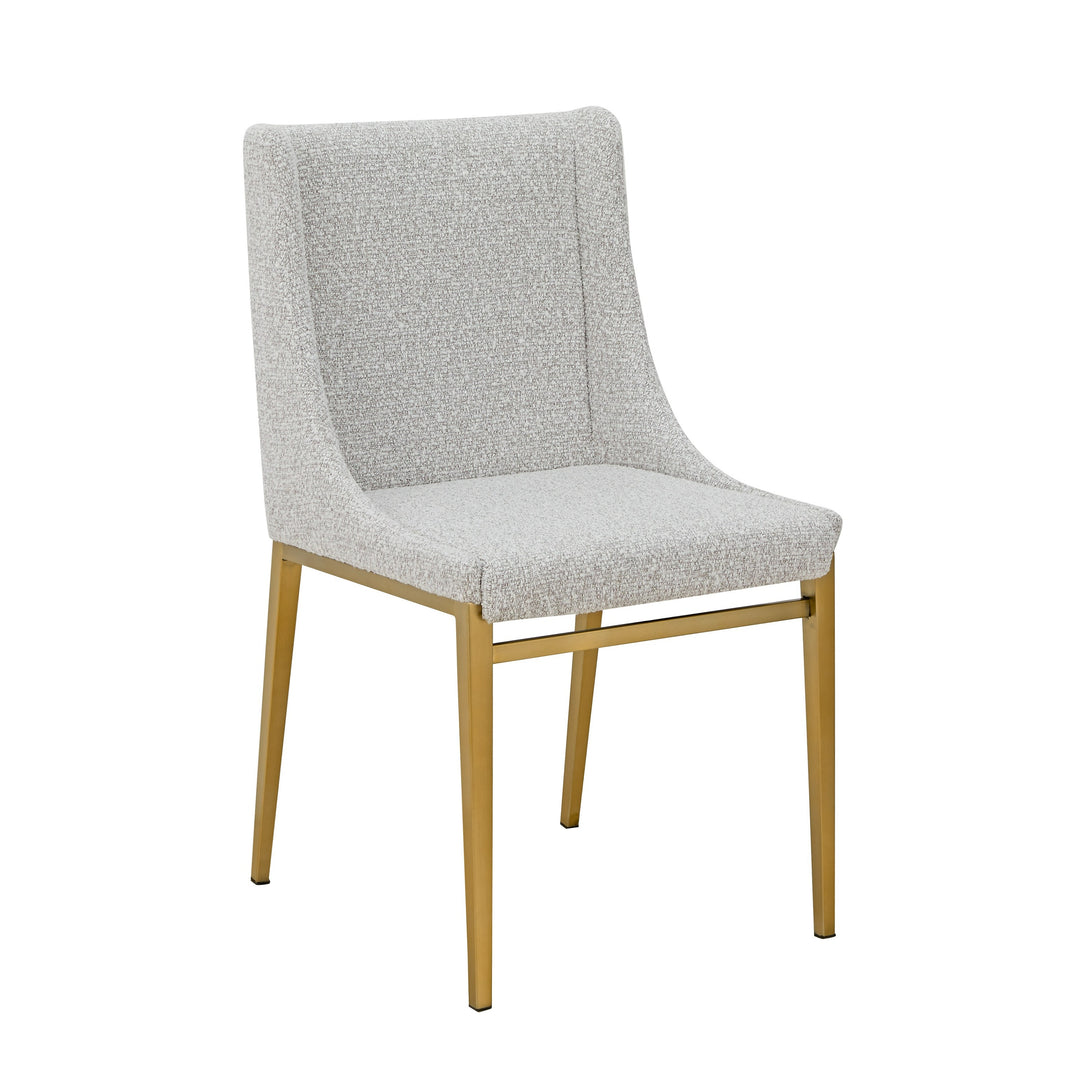 Mimi  Modern Light Grey Fabric + Antique Brass Dining Chair (Set of 2)