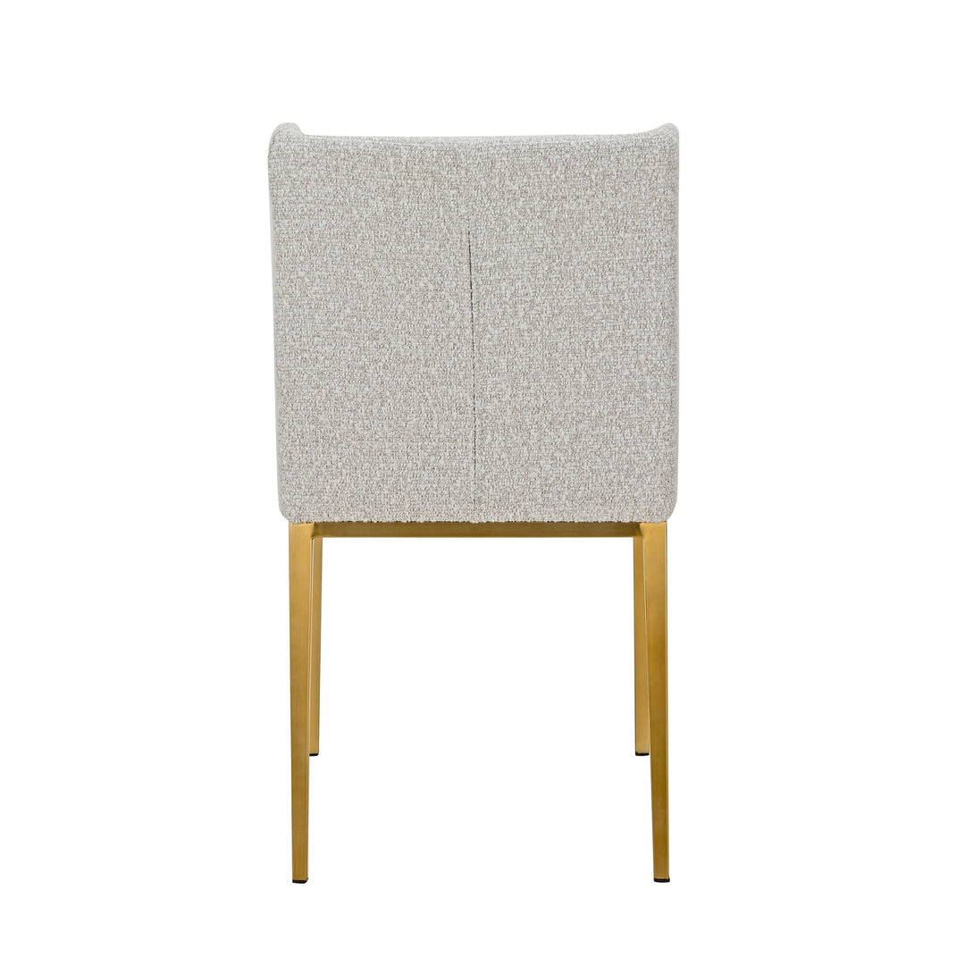 Mimi - Modern Light Grey Fabric  Antique Brass Dining Chair 