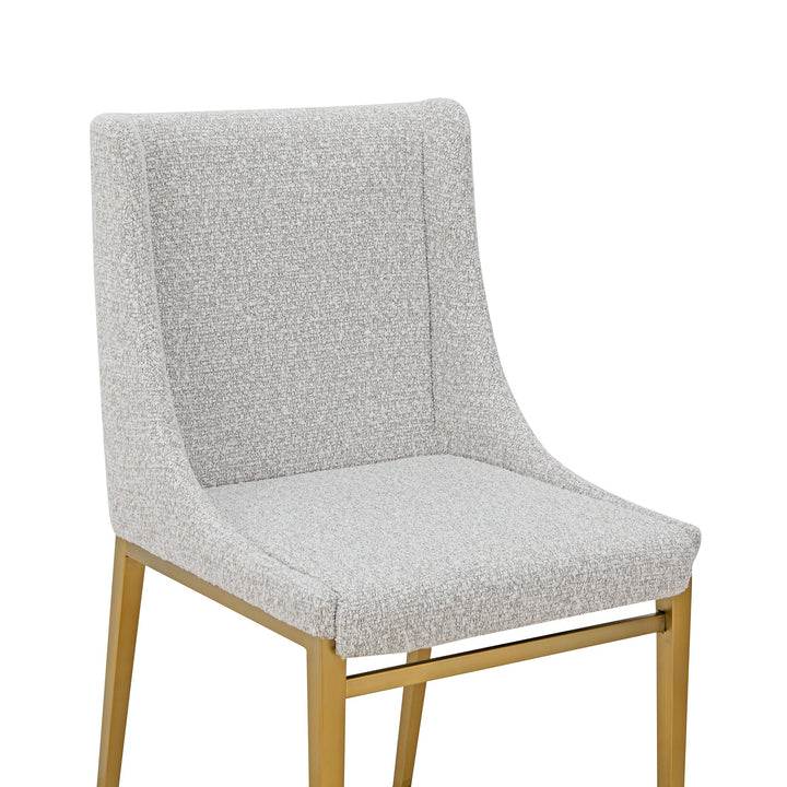 Mimi - Modern Light Grey Fabric + Antique Brass Dining Chair (Set of 2)