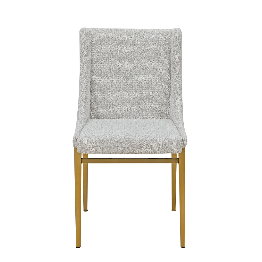 Mimi  Modern Light Grey Fabric + Antique Brass Dining Chair (Set of 2)