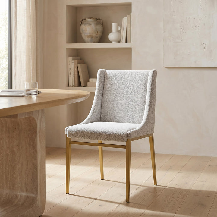 Mimi - Modern Light Grey Fabric + Antique Brass Dining Chair (Set of 2)