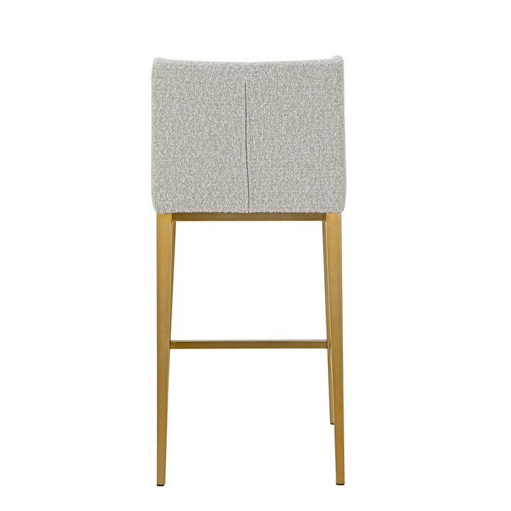 Mimi - Modern Light Grey Fabric + Antique Brass Counter Stool (Set of 2)