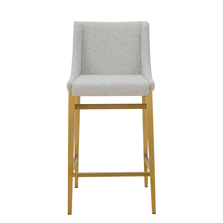 Mimi - Modern Light Grey Fabric + Antique Brass Counter Stool (Set of 2)