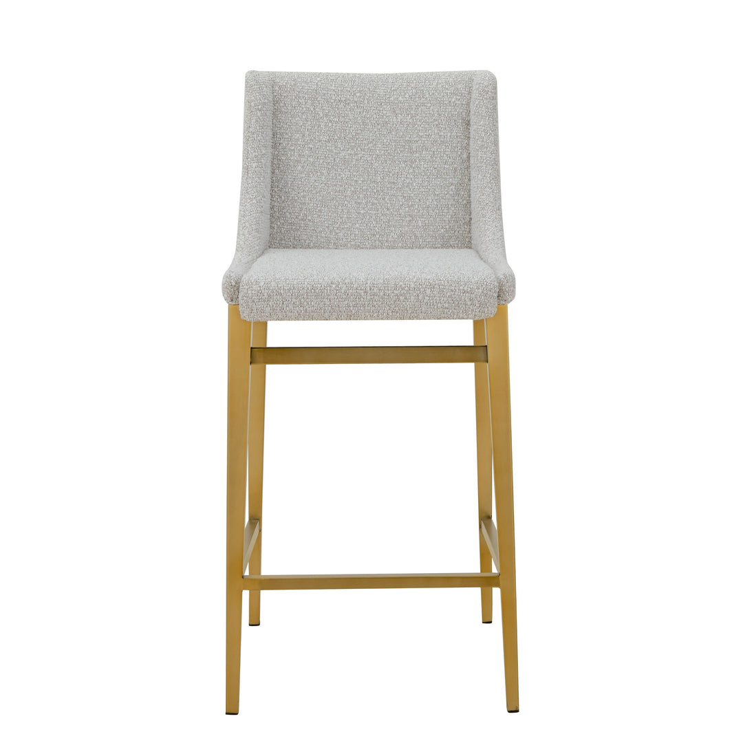 Mimi - Modern Light Grey Fabric + Antique Brass Counter Stool (Set of 2)