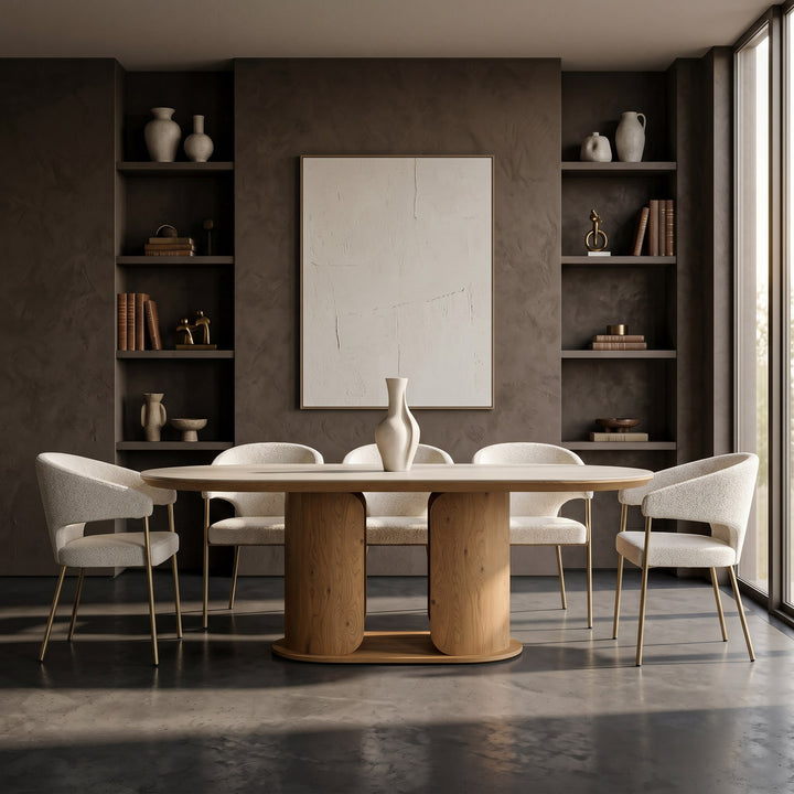 Claudine - Modern Light Grey Fabric &amp; Antique Brass Dining Chair