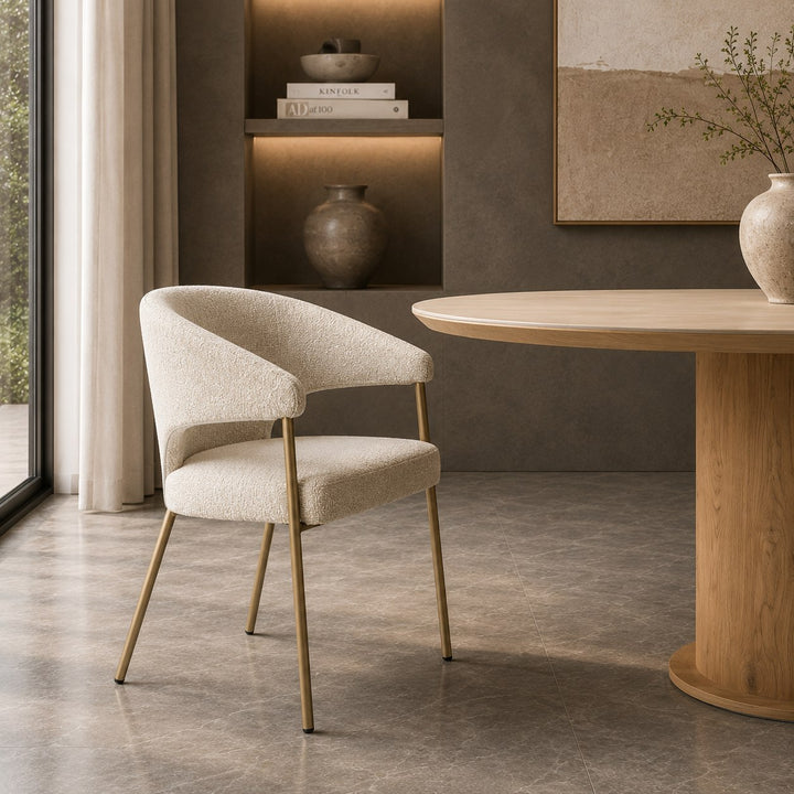 Claudine - Modern Light Grey Fabric &amp; Antique Brass Dining Chair