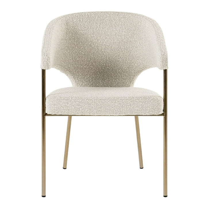 Claudine - Modern Light Grey Fabric &amp; Antique Brass Dining Chair
