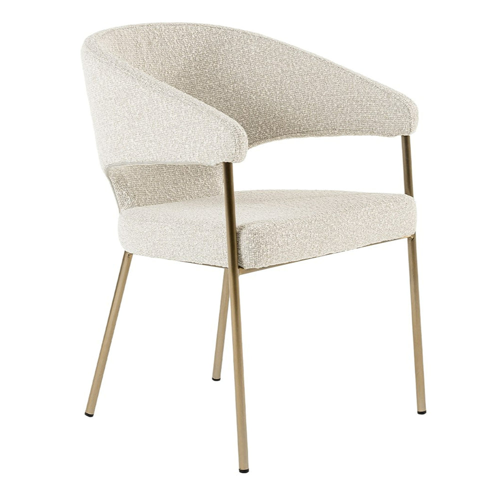 Claudine - Modern Light Grey Fabric  and  Antique Brass Dining Chair