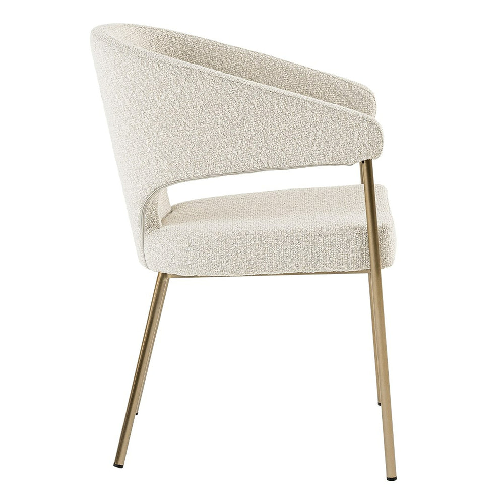 Claudine - Modern Light Grey Fabric & Antique Brass Dining Chair - View 4
