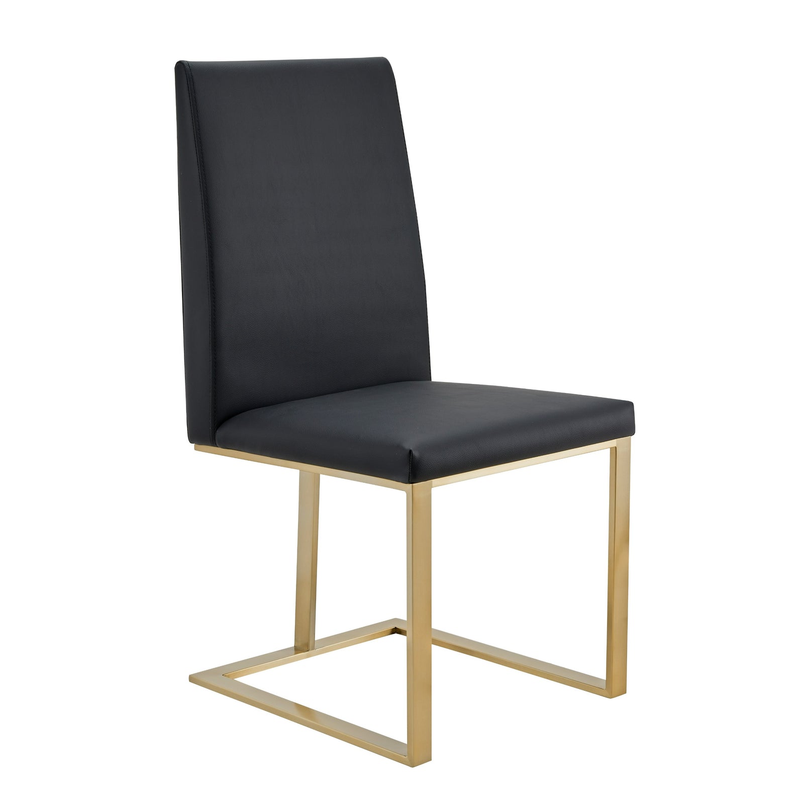 Frankie - Modern Dark Grey Vegan Leather  Antique Brass Dining Chair