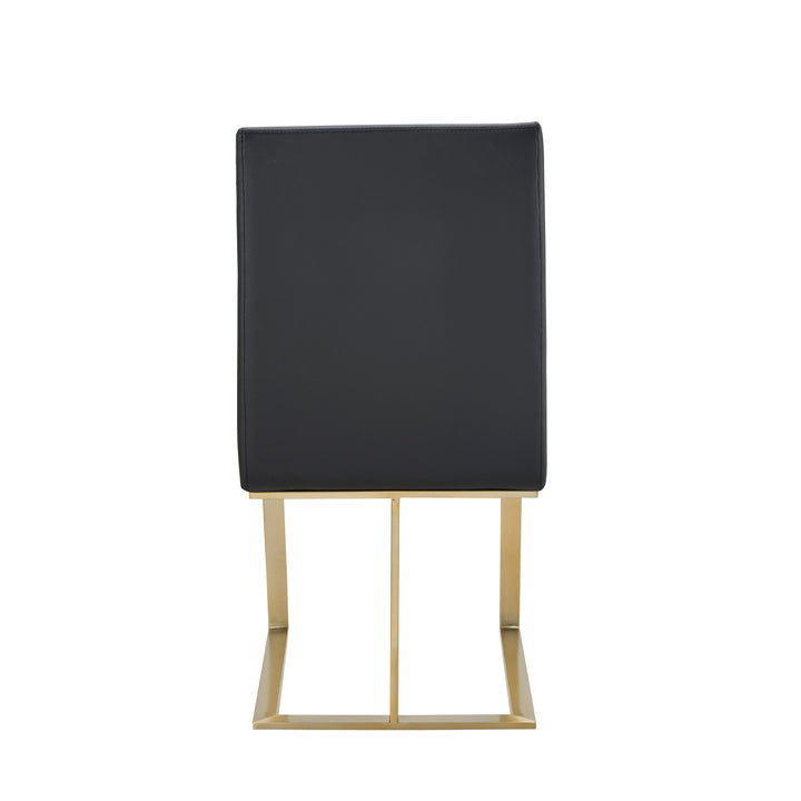 Frankie - Modern Dark Grey Vegan Leather + Antique Brass Dining Chair