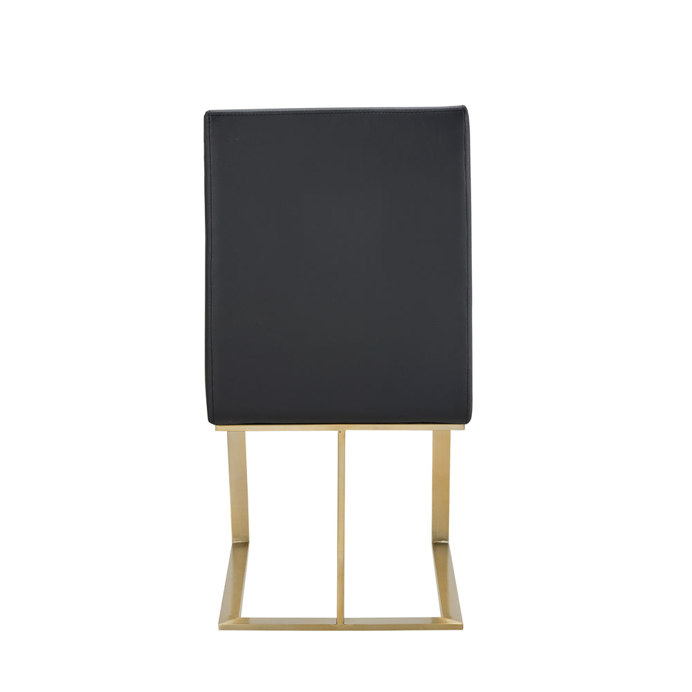 Frankie - Modern Dark Grey Vegan Leather + Antique Brass Dining Chair - View 3